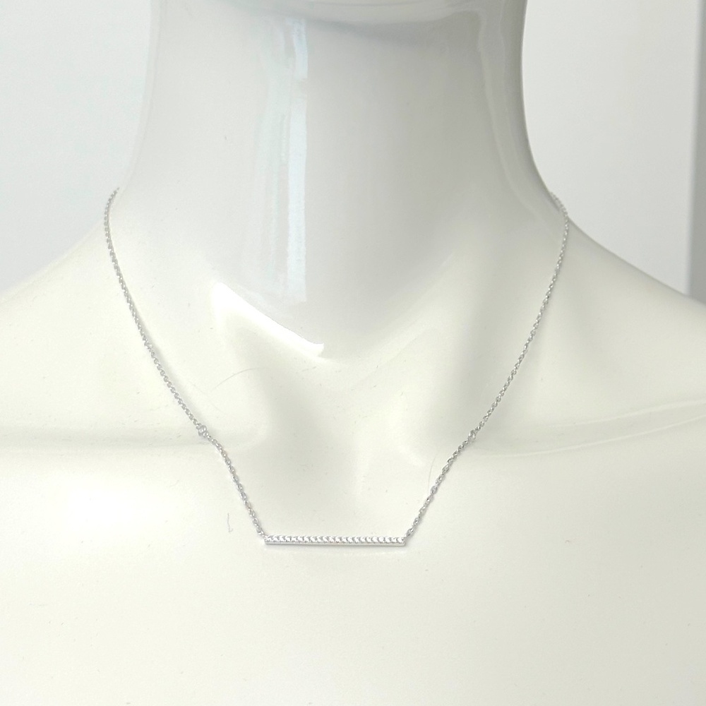 NEW!!!  Sparkling Silver Bar Necklace